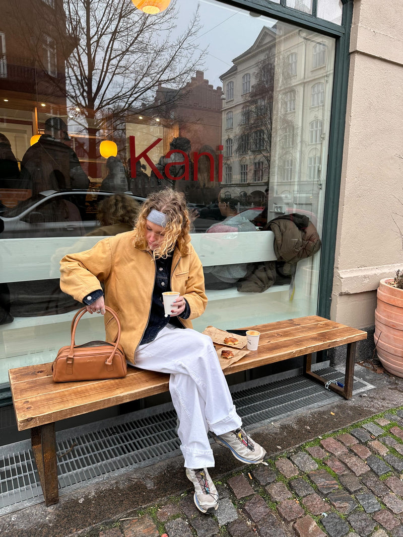 Pebbled Leather Bowler Bag - Camel lifestyle image