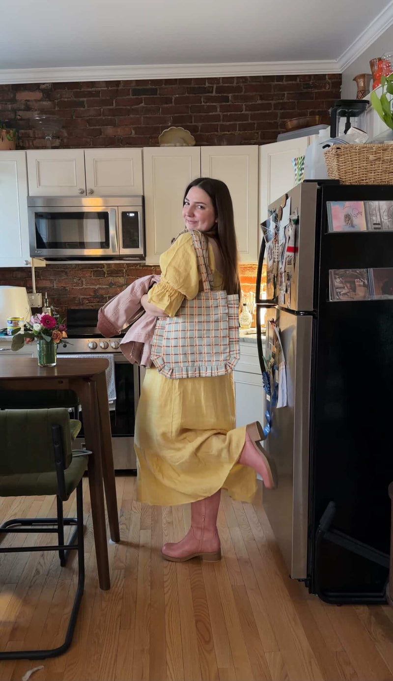 Momo Tote - Powder Plaid lifestyle image