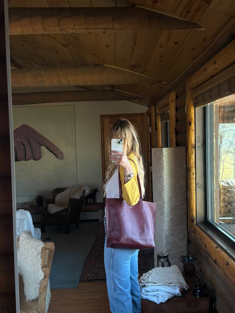 Leather Everyday Tote - Cherry lifestyle image