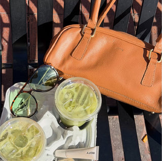 Pebbled Leather Bowler Bag - Camel