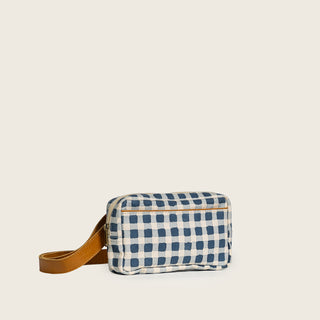 Block Print Belt Bag - Indigo Gingham