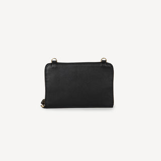 Pebbled Leather Crossbody Wallet - Black