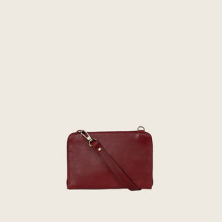 Leather Crossbody Wallet - Cherry