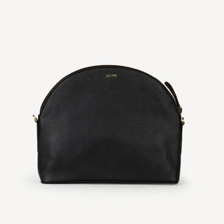 Pebbled Leather Halfmoon Crossbody - Black