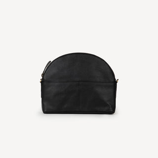 Pebbled Leather Halfmoon Crossbody - Black