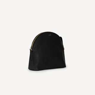 Pebbled Leather Halfmoon Crossbody - Black