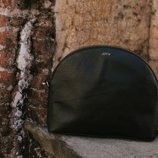 Pebbled Leather Halfmoon Crossbody - Black