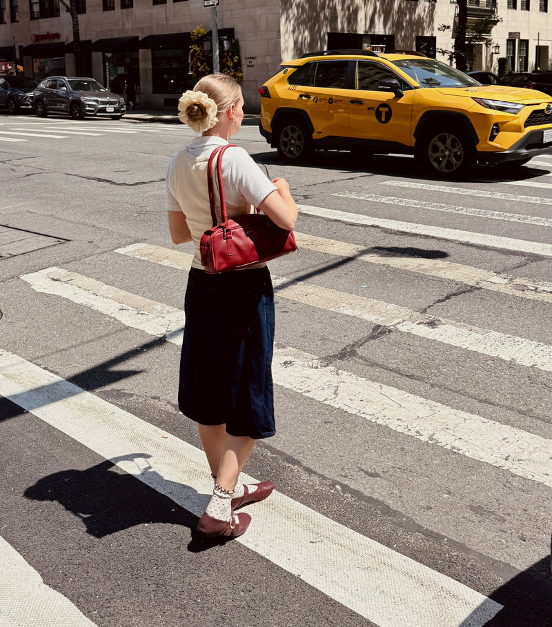 Leather Bowler Bag - Cherry lifestyle image