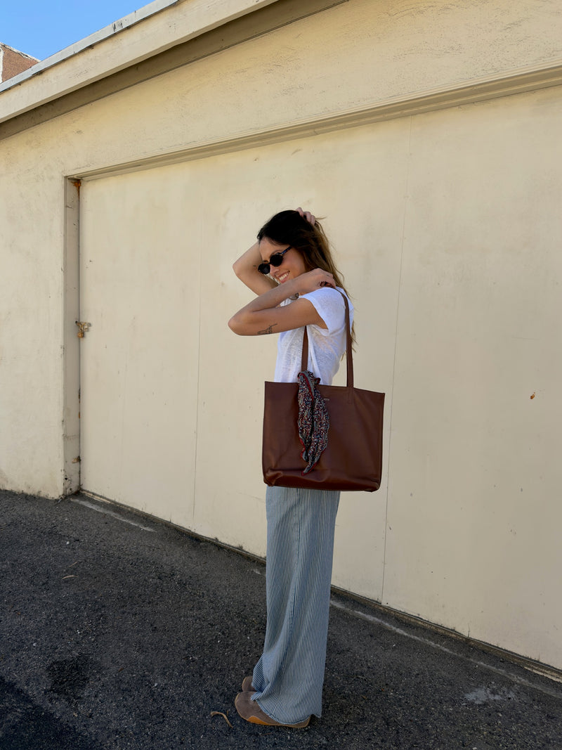 Pebbled Leather Everyday Tote - Vintage Brown lifestyle image