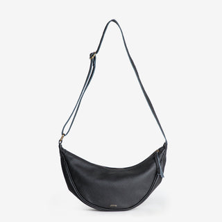 Pebbled Leather Moon Sling - Black