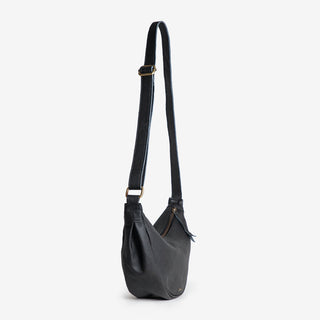 Pebbled Leather Moon Sling - Black