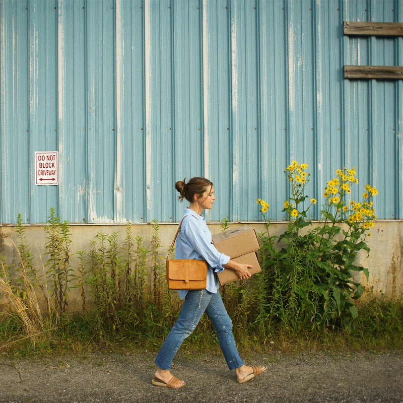 The Maker's Satchel - Camel lifestyle image