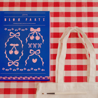 Block Printing Kit - Cherry Bow Print Tote Bag