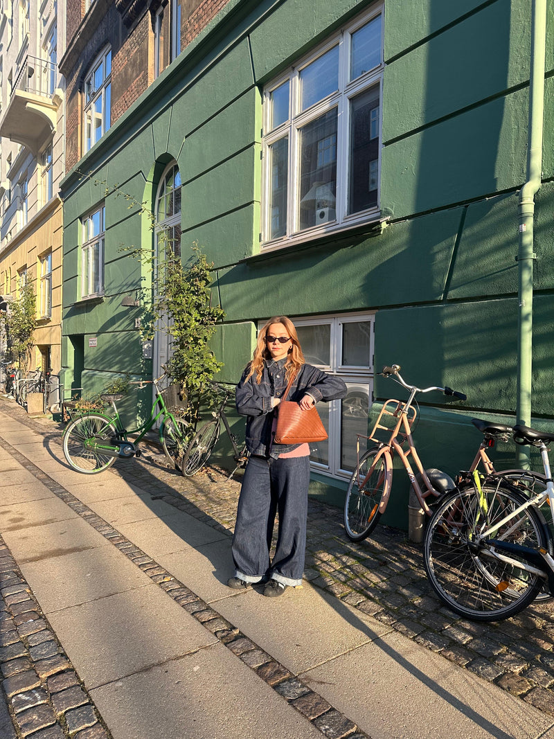 Pebbled Leather Crisscross Shoulder Bag - Vintage Brown lifestyle image