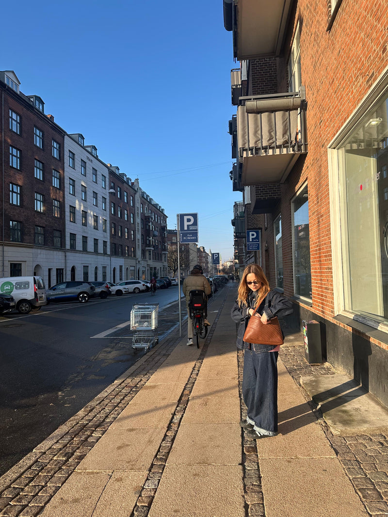 Pebbled Leather Crisscross Shoulder Bag - Vintage Brown lifestyle image