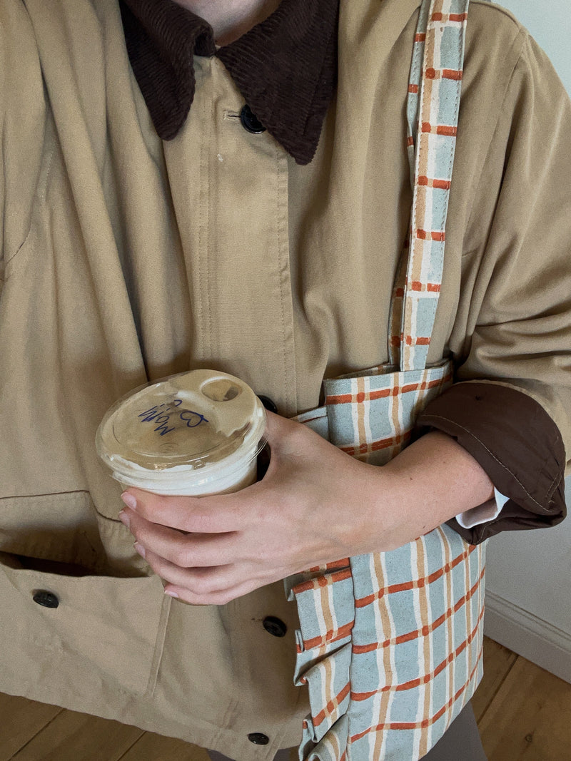 Momo Tote - Powder Plaid lifestyle image