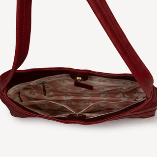 Leather Crisscross Shoulder Bag - Cherry - JOYN
