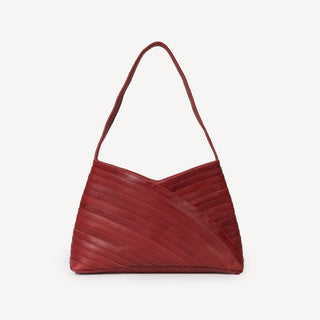 Leather Crisscross Shoulder Bag - Cherry - JOYN