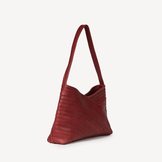 Leather Crisscross Shoulder Bag - Cherry - JOYN