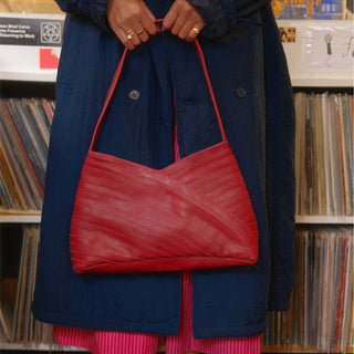 Leather Crisscross Shoulder Bag - Cherry - JOYN