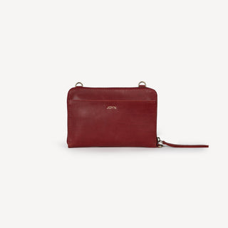 Leather Crossbody Wallet - Cherry - JOYN