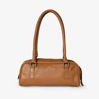 Pebbled Leather Bowler Bag - Camel - JOYN