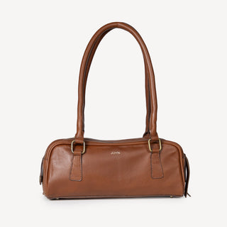 Pebbled Leather Bowler Bag - Vintage Brown - JOYN