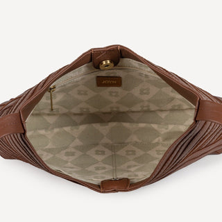 Pebbled Leather Crisscross Shoulder Bag - Vintage Brown - JOYN