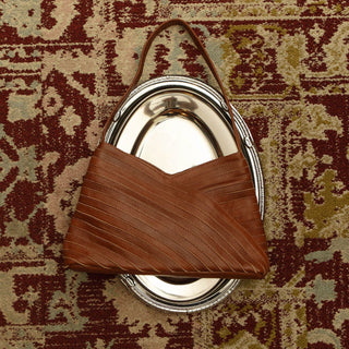 Pebbled Leather Crisscross Shoulder Bag - Vintage Brown - JOYN