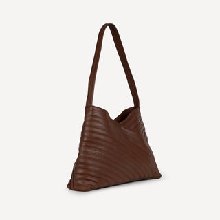 Pebbled Leather Crisscross Shoulder Bag - Vintage Brown - JOYN