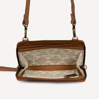 Pebbled Leather Crossbody Wallet - Camel - JOYN