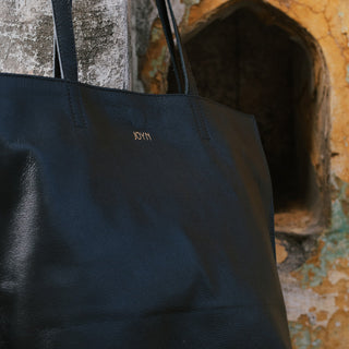 Pebbled Leather Everyday Tote - Black - JOYN