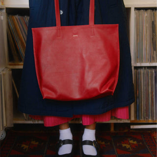 Pebbled Leather Everyday Tote - Cherry - JOYN