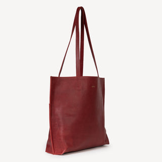 Pebbled Leather Everyday Tote - Cherry - JOYN