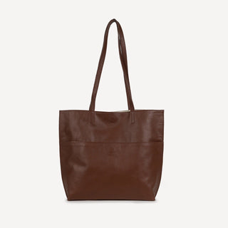 Pebbled Leather Everyday Tote - Vintage Brown - JOYN