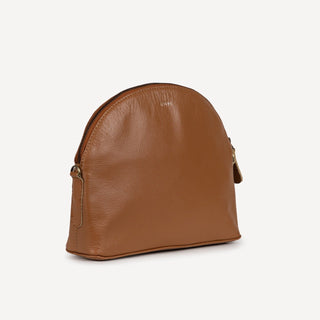 Pebbled Leather Halfmoon Crossbody - Camel - JOYN