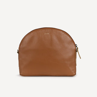 Pebbled Leather Halfmoon Crossbody - Camel - JOYN
