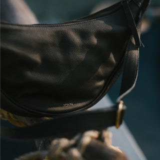 Pebbled Leather Moon Sling - Black - JOYN