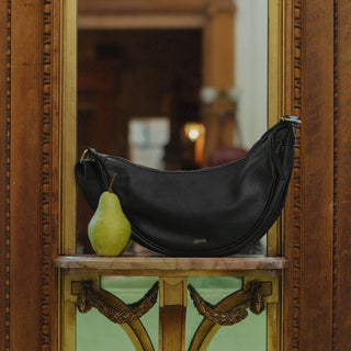 Pebbled Leather Moon Sling - Black - JOYN