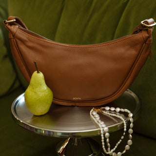 Pebbled Leather Moon Sling - Camel - JOYN